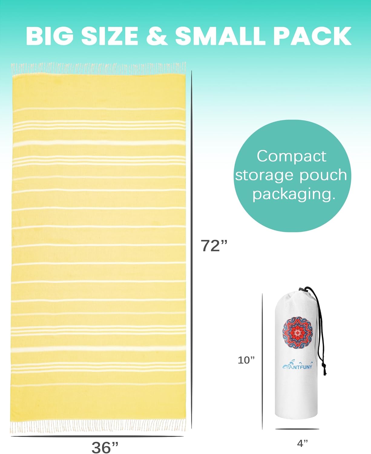Skiennix Turkish Beach Towel - Quick Dry, Sand-Free, Oversized & Lightweight for Pool or Vacation