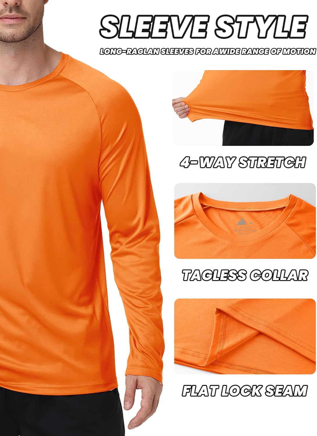 ZITY Long Sleeve Shirts for Men - UPF 50+ Sun Protection Crew Neck T-Shirts | Ideal for Hiking & Swimming