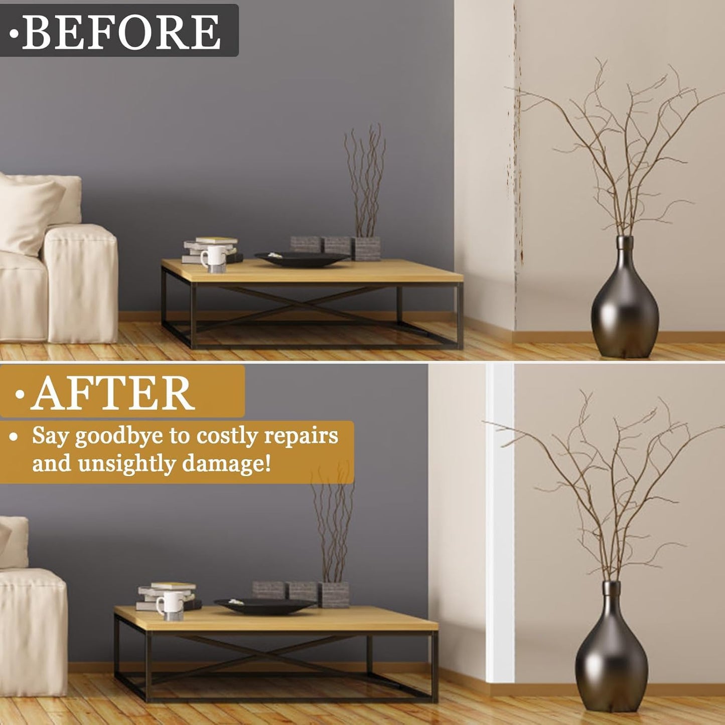 Wall Corner Protector Self-Adhesive Flexible – Durable Rubber, Furniture Edge Guard, Easy to Install, White, Prevents Wall Damage, Ideal for Home or Office Use