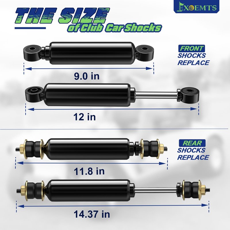 Club Car Shocks, Golf Cart Front Rear Shocks for Club Car DS 1988-up, Precedent 2004-up Gas & Electric Models, Golf Cart Shocks Absorbers, Replaces OEM #1014235 1015813 1010991 1014236, 4PCS