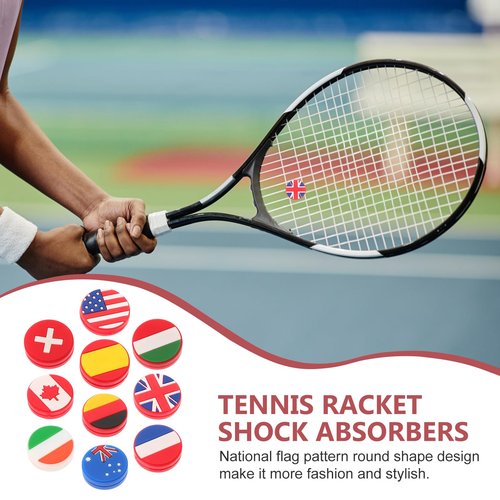 BESPORTBLE 10PCS Vibration Dampeners Silicone Tennis Dampener National Flag String Shock Absorber Accessory for Tennis Players Beginners