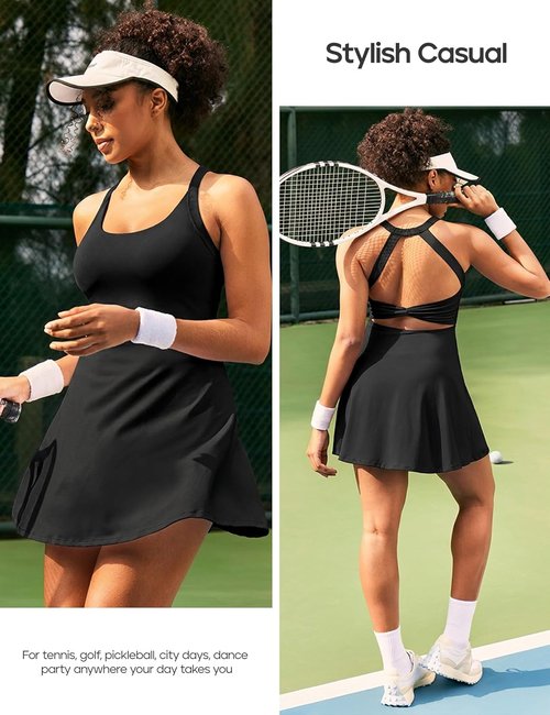 Heathyoga Tennis Dress for Women - Comfortable Athletic Dress with Built-In Shorts & Bra | Perfect for Golf & Workouts