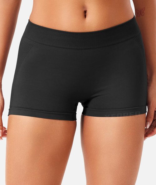 YEOREO Women Workout Booty Shorts Low Rise 2.5" Impact Scrunch Lifting Biker Gym Hot Shorts Spandex for Yoga Running Black-S