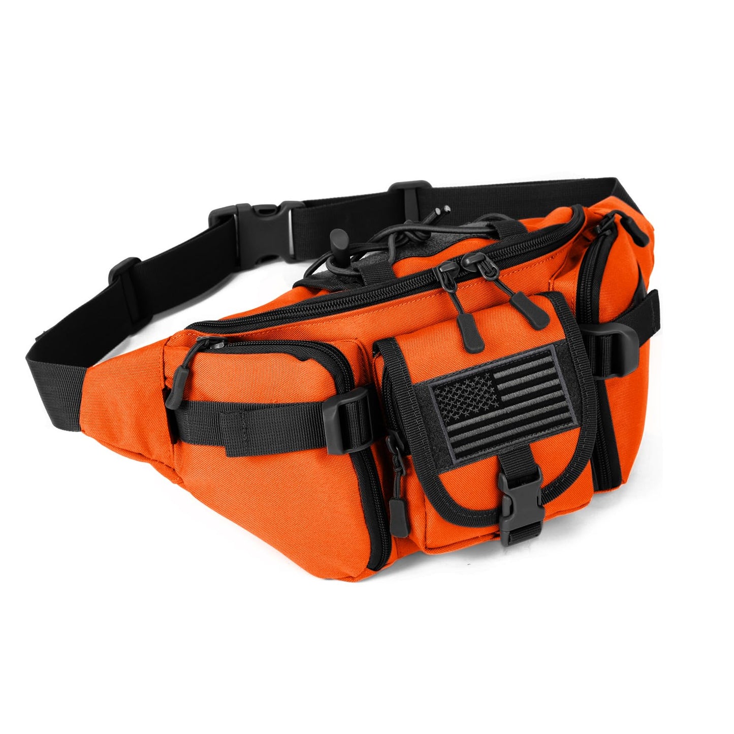 ArcEnCiel Tactical Fanny Pack for Men Women Waist Bag Hip Belt Outdoor Hiking Fishing Bumbag with Patch (Orange)