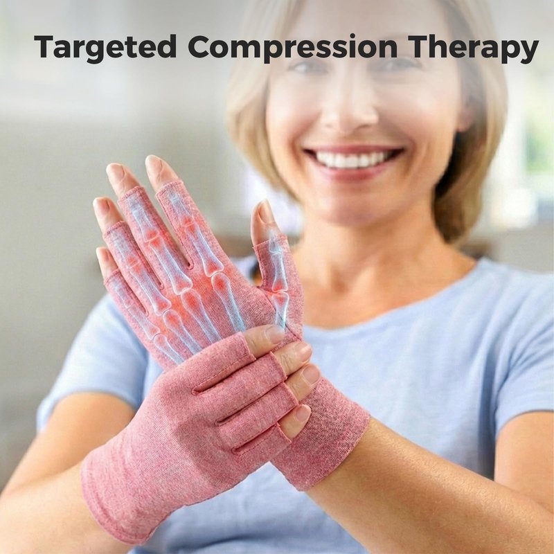 Donfri 2 Pairs Arthritis Gloves for Women for Pain,Compression Gloves Fingerless Gloves Hand Pain Relief Raynauds Typing Gaming (Pink, S)