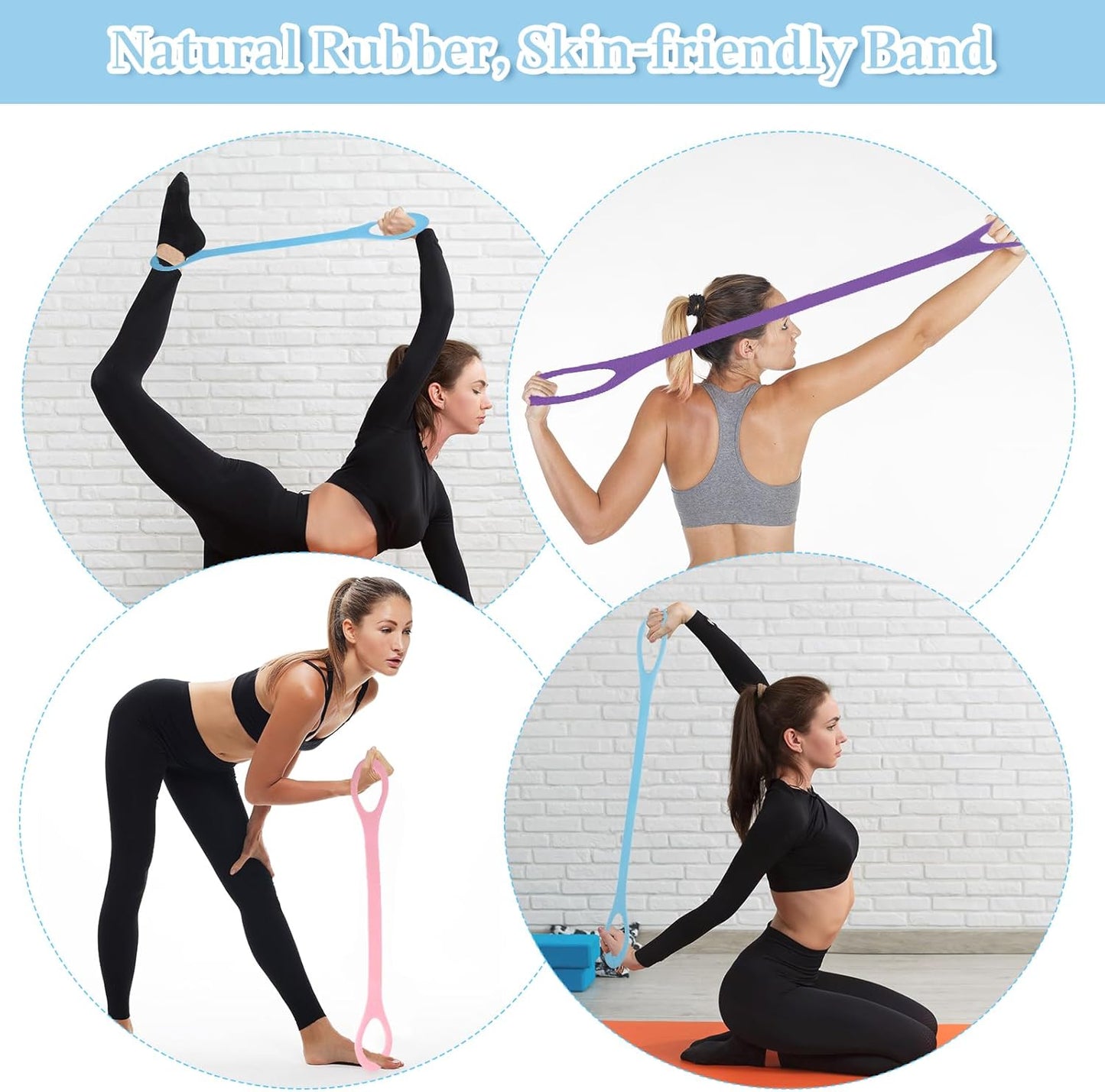 Skiennix 6 Pack Figure 8 Resistance Bands - TPE Elastic Fitness Ropes for Strength Training & Stretching