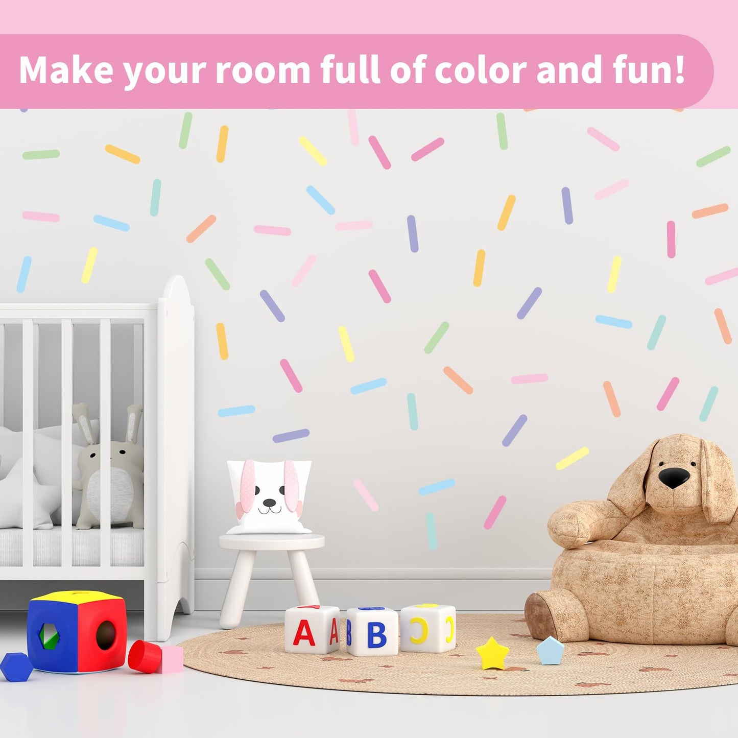 300 Pieces Confetti Wall Decals Removable Peel and Stick Sprinkle Wall Stickers Wallpaper for Kids Girls Room