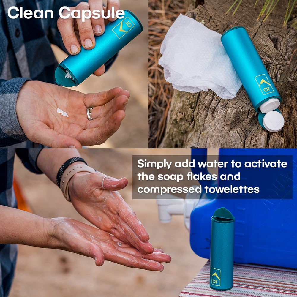 AR Backpacking Trowel Toilet Kit - Includes Aluminum Camping Shovel, Toilet Paper, Packout Bags, Soap Flakes & Compressed Towelettes