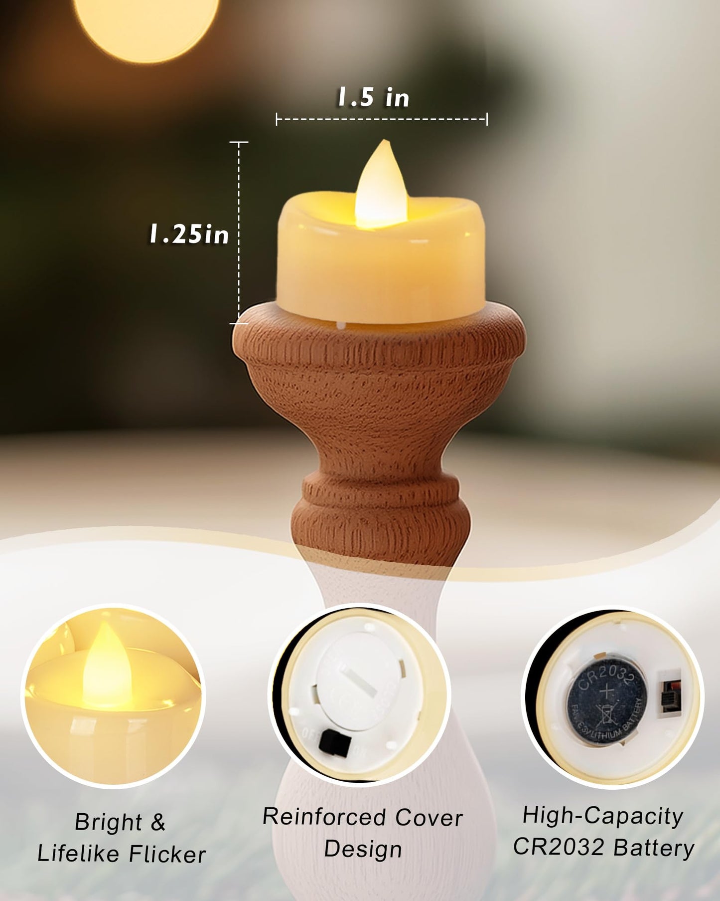 5plots Flameless Candles, 24Pcs Tea Lights Candles Battery Operated, Flameless Tealight Candles Flickering, Electric Tea Lights Votive Candles - Ivory - 1.5" x 1.25"