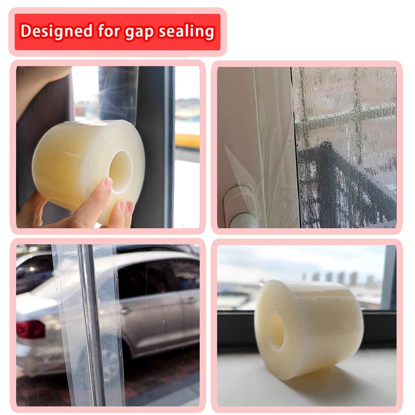 Birllaid Transparent Window Weather Sealing Tape, 3 Inch x 55 Yards (165 FT), Window AC Insulation Air Conditioner Sealing Tape, No Residue, Clear