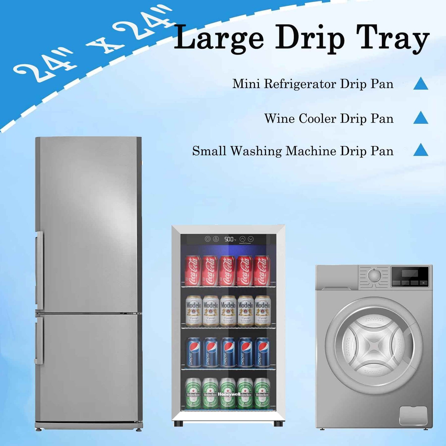 Mini Fridge Mat for Carpet, 24" x 24" x 0.8" Refrigerator Floor Protector, Under Refrigerators Silicone Mat with Raised Edge, Laundry Guards for Washer and Dryer Pan, AC Drip Pan Mat