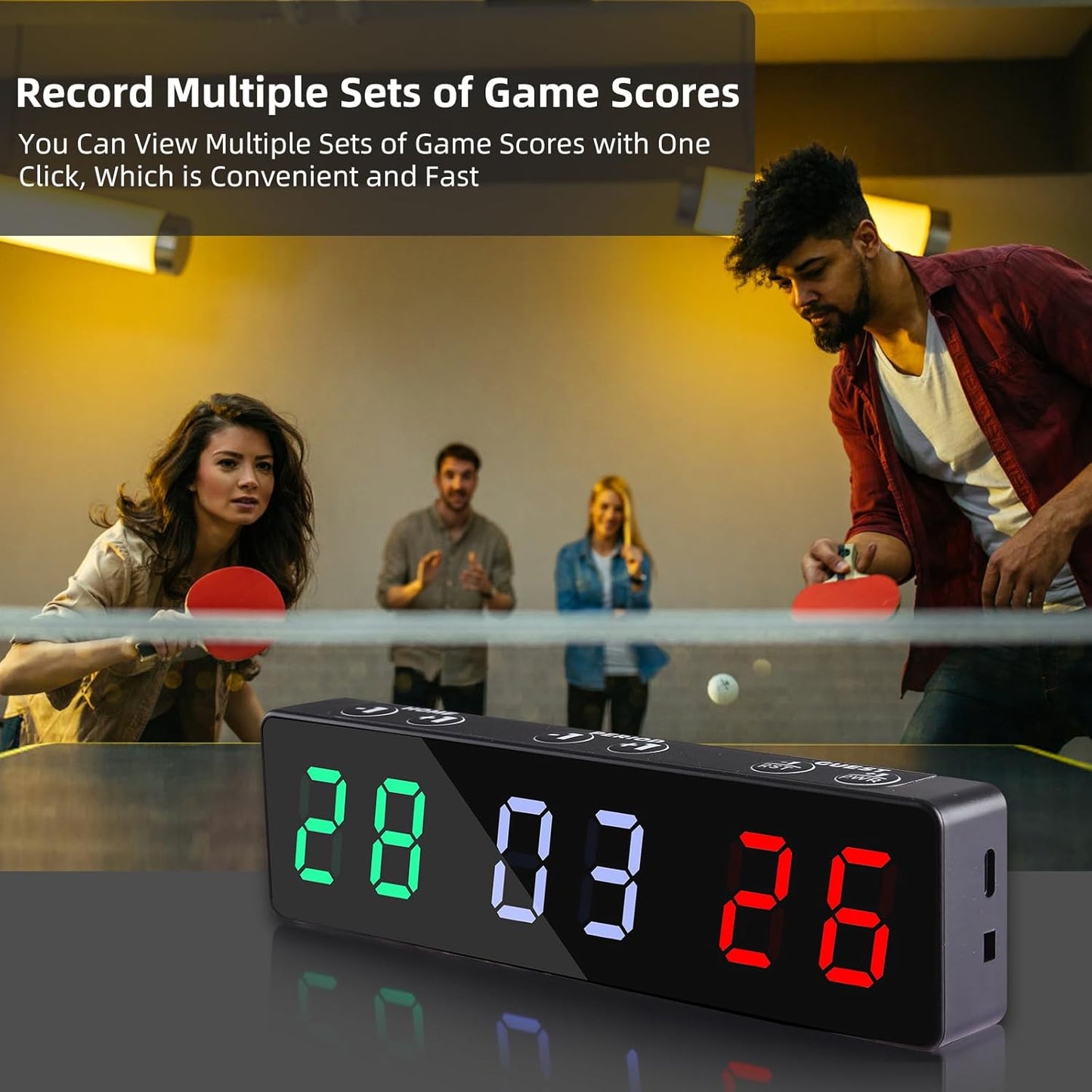 PELLOR Mini Digital Scoreboard - Portable Magnetic Electronic Display with Rechargeable Battery for Indoor & Outdoor Games