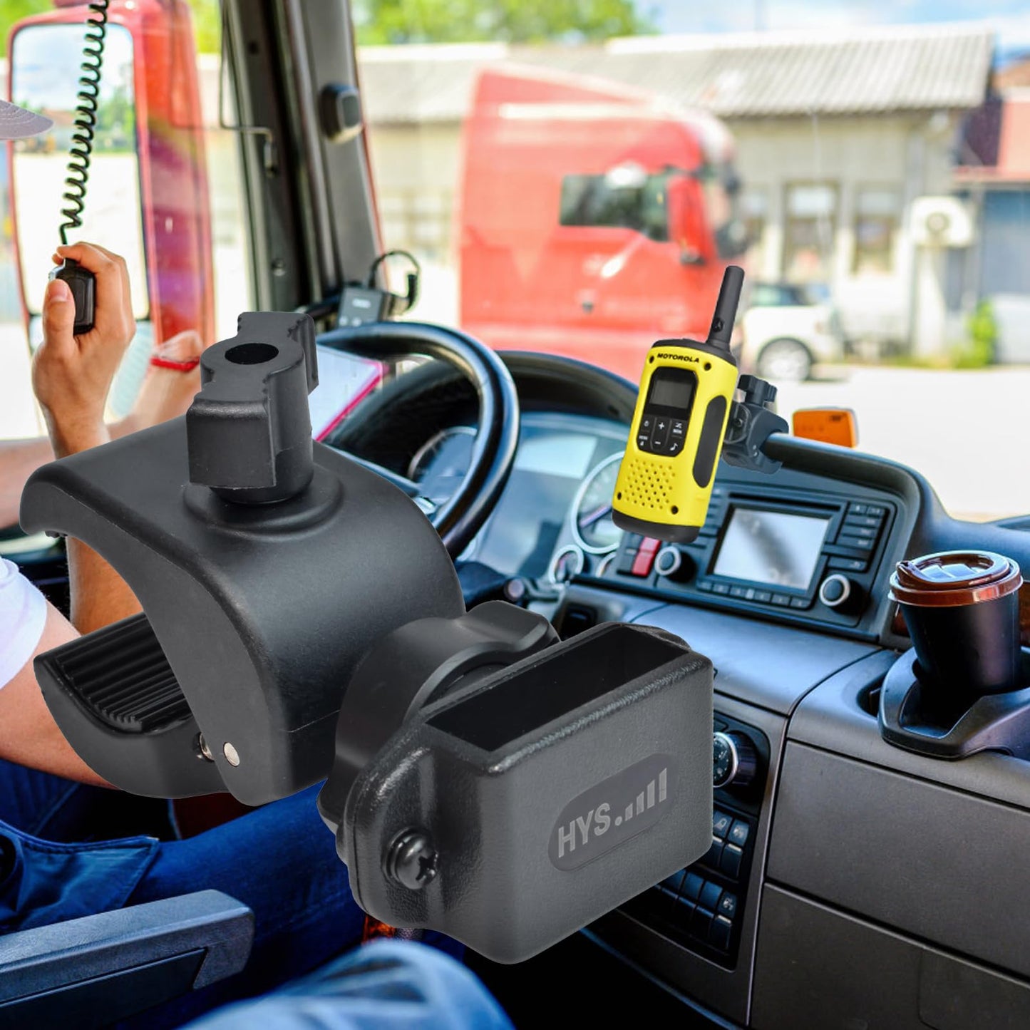 HYS Heavy-Duty Motorycle Walkie Talkie Mount - Bike Handheld Ham Radio Holder Handlebar Clamp (0.79-1.97inchs) - Universal Two Way Radio with Clip Holder Mount for Bike Motobike ATVs MTBs Golf carts