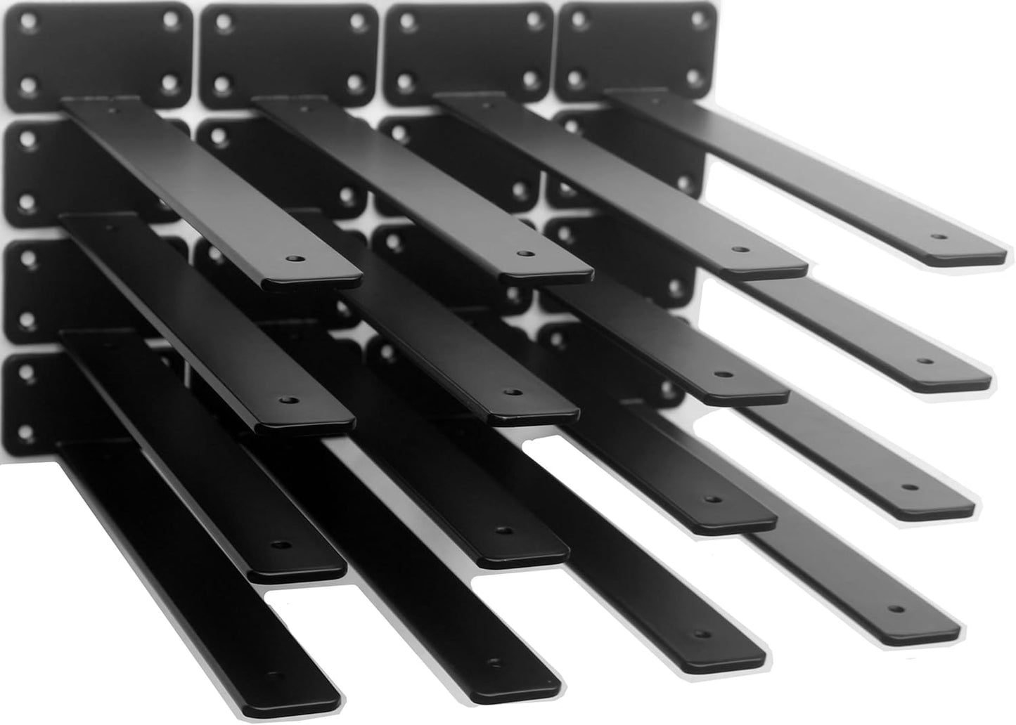 10-Inch Black Iron Floating Shelf Brackets - 12 Pack Rustic Industrial Support