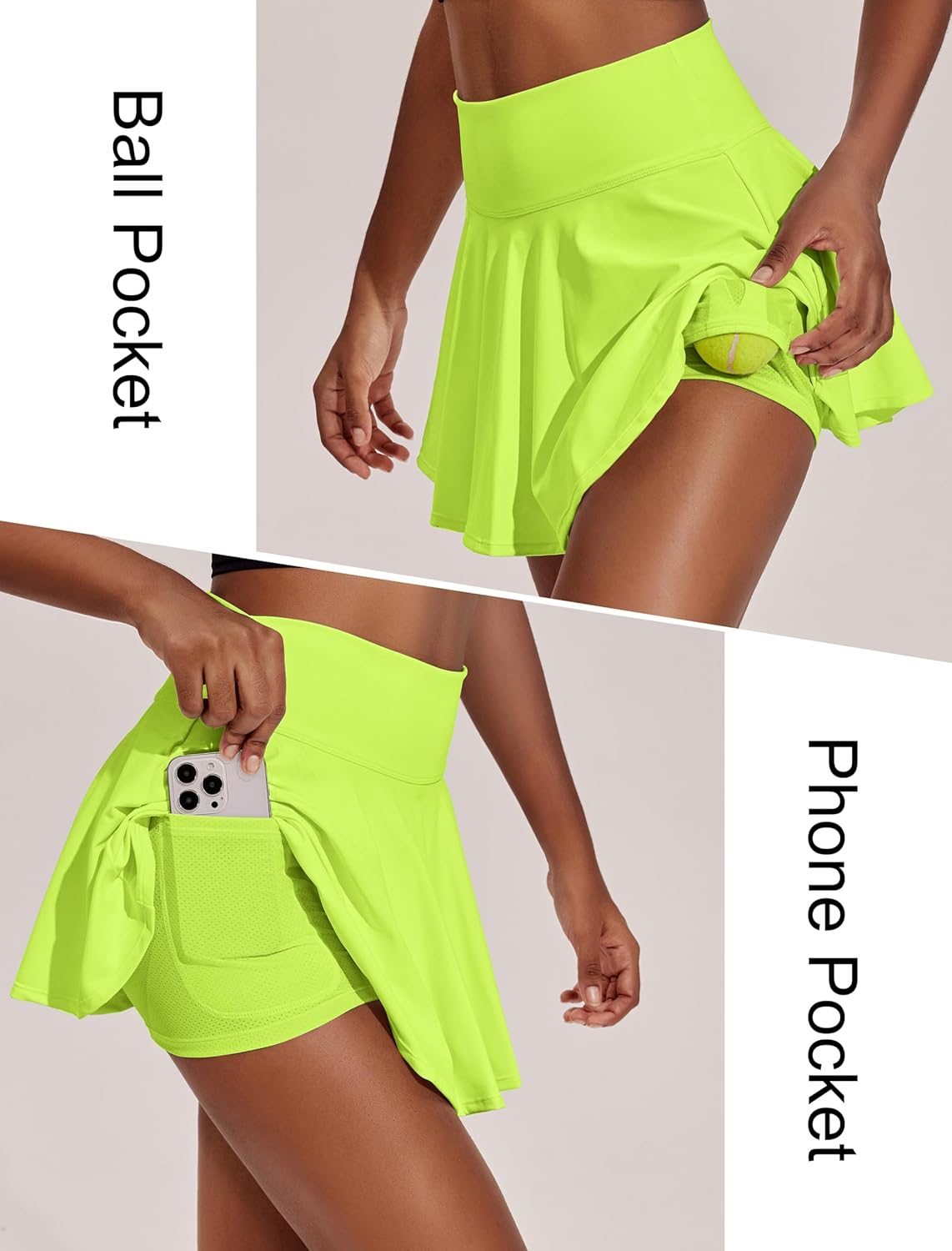 PINSPARK Women's Tennis Skirt - Pleated Athletic Skort with Pockets | High-Waisted Golf Skirt for Workouts