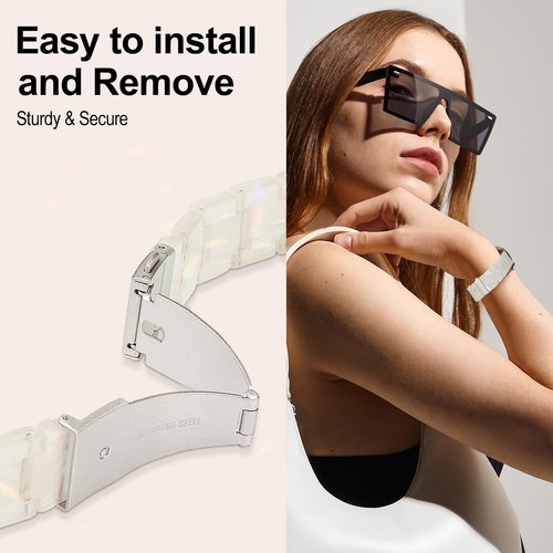 Compatible with Garmin Vivoactive 5 Watch Band Resin, 20mm Strap Compatible for Garmin Vivoactive 6/3/Forerunner 245/165/55/570 42mm/645 Wristband Bracelet Replacement with Stainless Steel Buckle