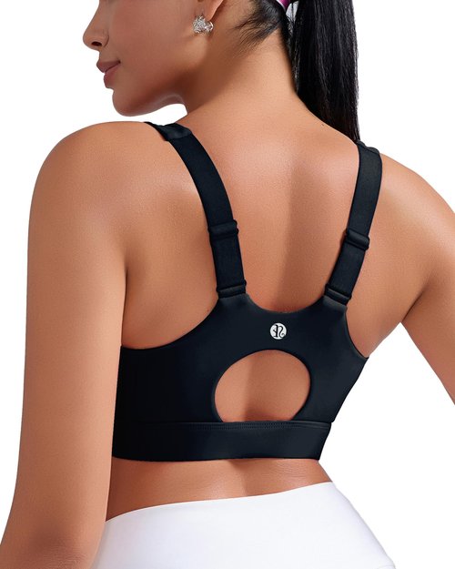 RUNNING GIRL Sports Bras for Women High Imapct, Adjustable Straps Molded Cup Sports Bra High Support Workout Yoga Bra(WX3115Black,L)