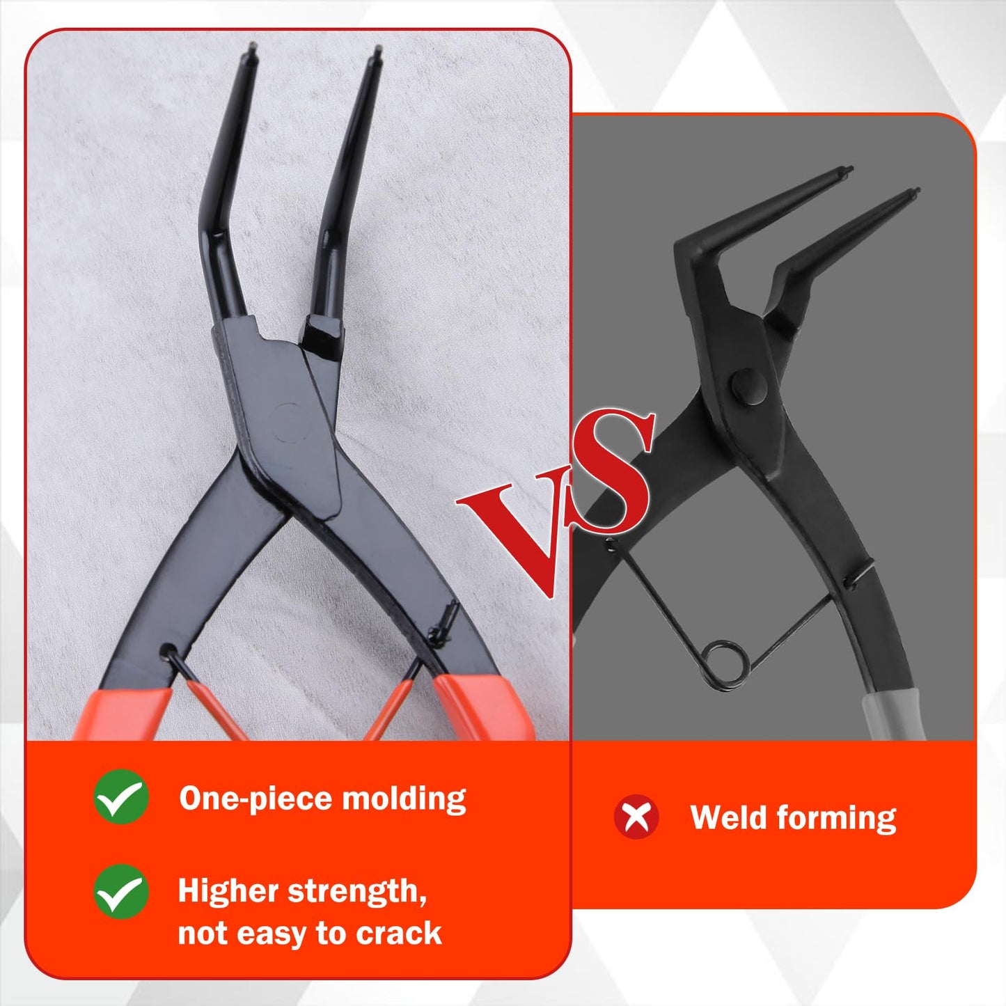 LEONTOOL Internal Master Cylinder Snap Ring Pliers 90 Degree Long Nose Pliers Heavy Duty Retaining Ring Plier with PVC Handle, Bent Lock Circlip Plier Internal Ring Remover for Trucks Motorcycles Cars