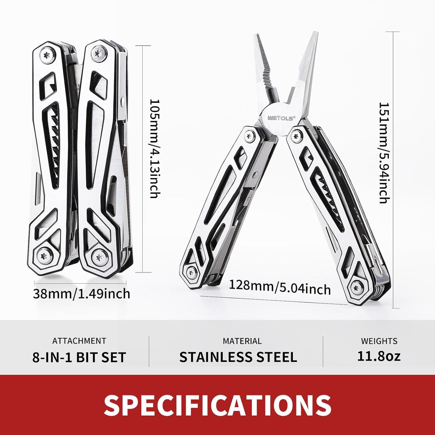 WETOLS 21-in-1 Multitool with Pocket Knife & Pliers - Perfect Christmas Gift for Men & Dads, EDC Survival Gear