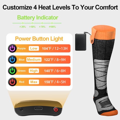 Heated Socks for Men Women with App Control, 8500mAh Battery Rechargeable Electric Work Up to 13 Hours 4 Heat Settings Washable Winter Warm Feet and Outdoor for Hunting Skiing Cycling Camping