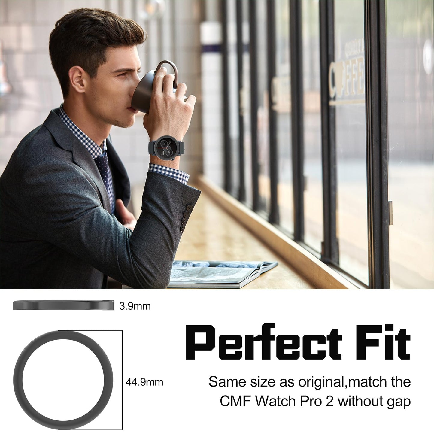 POZCIS 2 Pack Bezel Ring for CMF Watch Pro 2 Smartwatch, Replacement Metal Bezel Protector Case Accessories for CMF Watch Pro 2 Smartwatch for Men Women(Dark Grey)