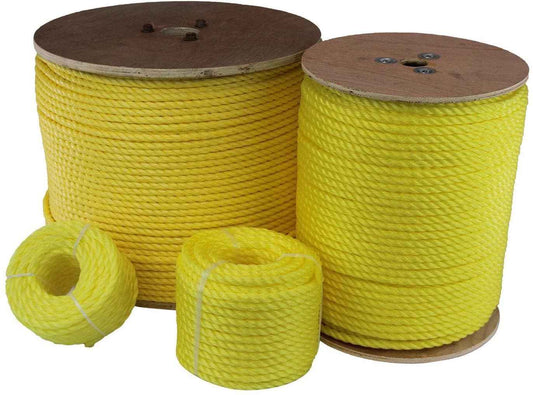 ATERET 3/8 Inch x 600 Feet Twisted 3-Strand Yellow Polypropylene Rope I 2,430 lbs. Tensile Strength I Lightweight & Heavy-Duty Synthetic Cord for DIY Projects, Marine, Commercial Use (3/8" x 600')