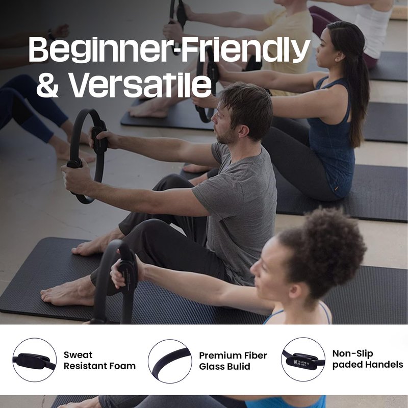 DX Grandway Premium Pilates Ring Fitness Circle - Lightweight Durable Foam Padded Handles, Flexible Resistance Exercise Equipment for Toning Arms, Thighs, Legs & Core