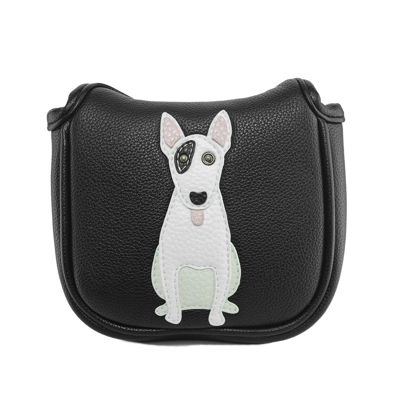 PU Leather Golf Club Covers Heel-Shafted Square Mallet Putter Covers Protector(Bull Terrier)