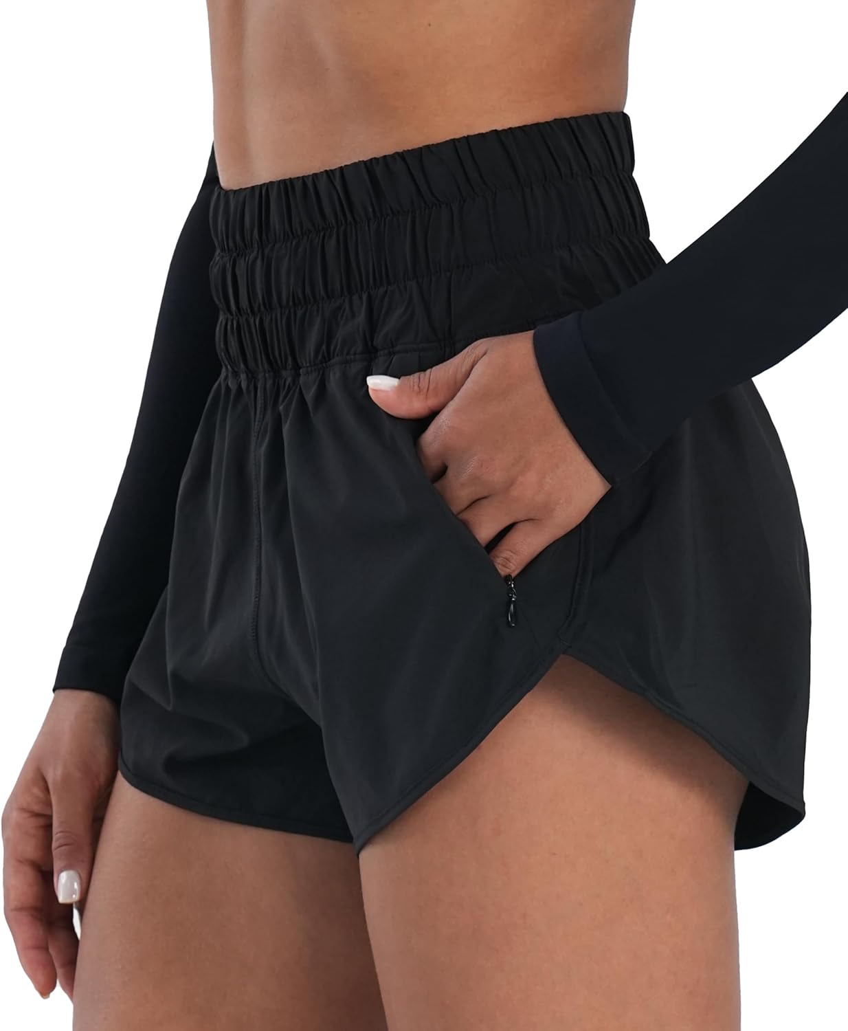 Sunzel High Waisted Running Shorts for Women - Quick Dry Mesh Liner & Zipper Pockets