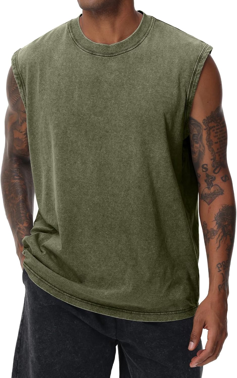Skiennix Men's Cotton Sleeveless Tank Tops - Loose Fit Muscle Gym Tees for Running & Beach