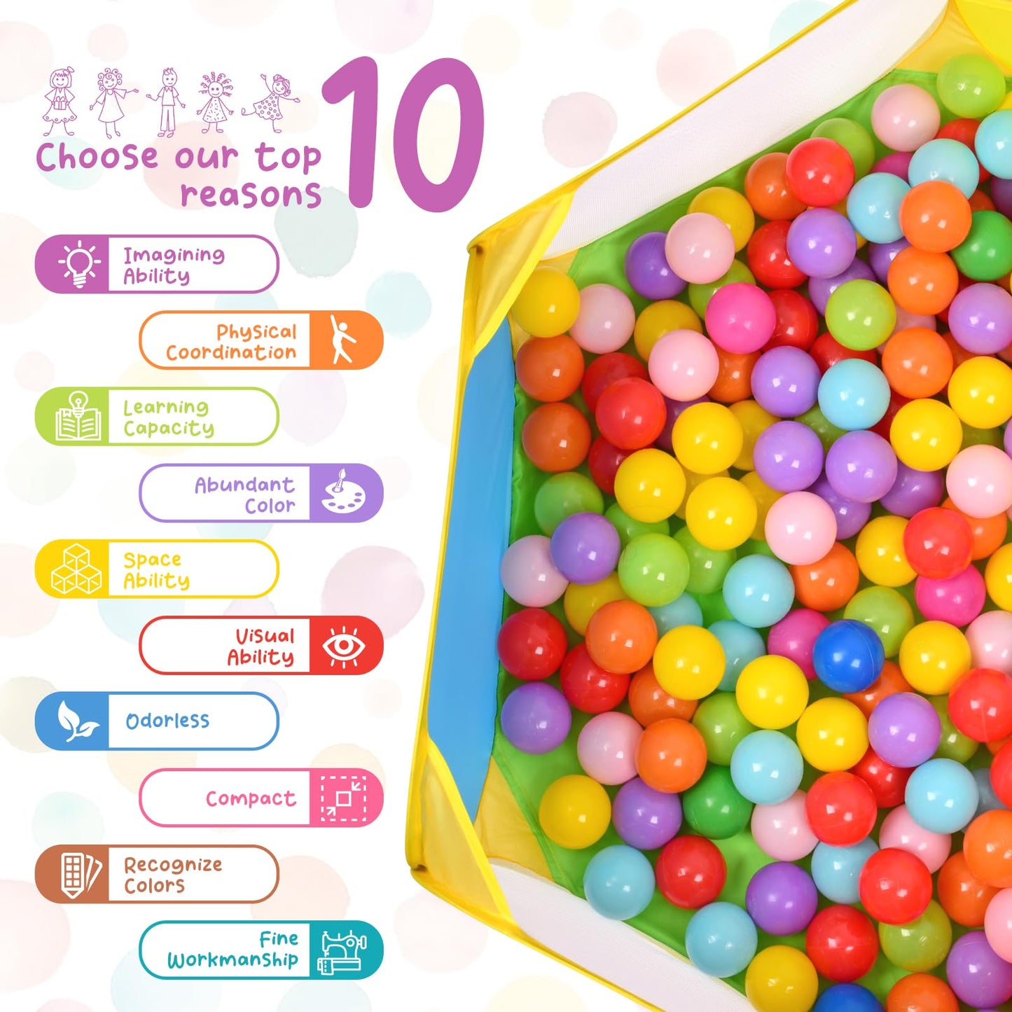 Eocolz Kids Ball Pit Large Pop Up Toddler Ball Pits Tent for Toddlers Girls Boys for Indoor Outdoor Playhouse Baby Playpen w/Zipper Storage Bag, Balls Not Included (Blue Yellow Red Green)