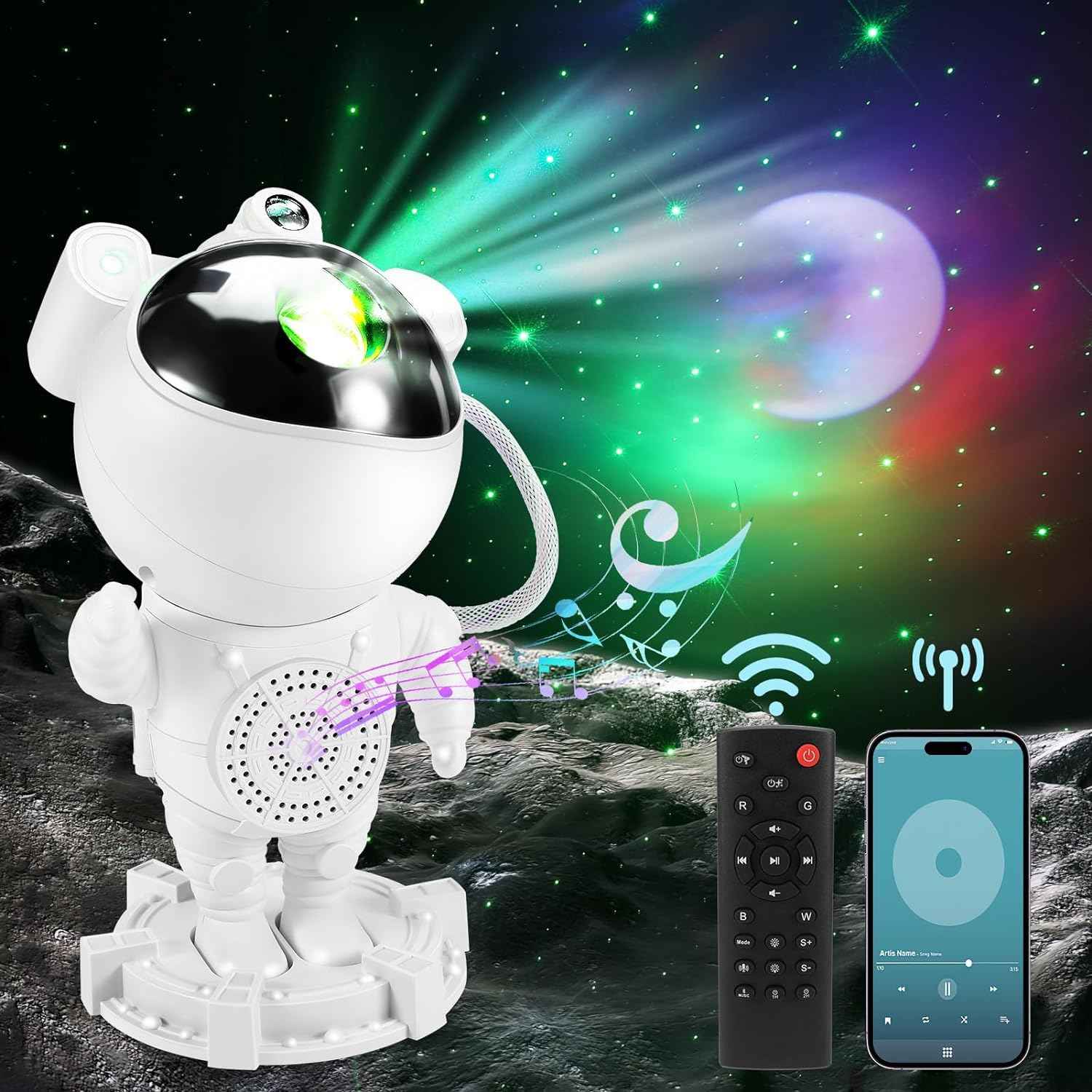 LUXONIC Star Astronaut Projector Light with Bluetooth Speaker, Galaxy Moon Nebula Ceiling Night Light, Remote Control,Gift for Adults for Bedroom, Christmas, Birthdays, Valentine's Day