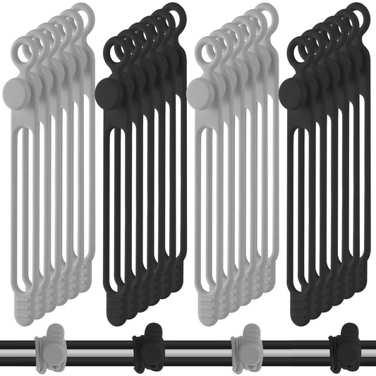 Nuanchu 40 Pcs Silicone Cable Ties Reusable Holder Adjustable Straps Multipurpose Charging Cable Organizer for Fastening Charging Cords Wires(4.17 Inch,Black, Gray)
