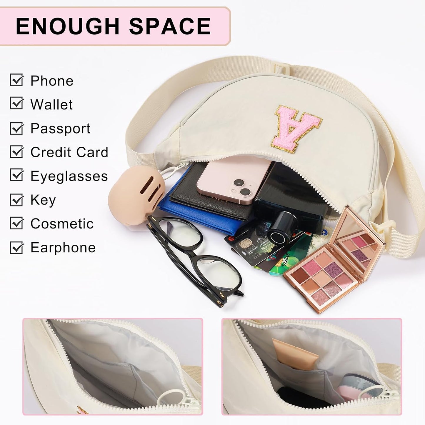 Skiennix Initial Crescent Crossbody Bag - Cute & Trendy Birthday Gift for Women | Perfect for Festivals