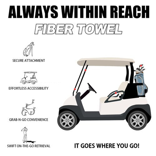 Magnetic Golf Towel with Clip, Microfiber Waffle Design - Industrial Strength Magnet for Strong Hold to Golf Bags, Carts & Clubs - Black