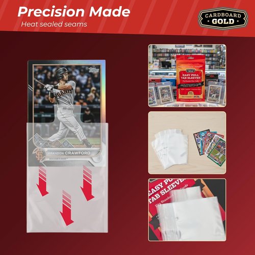 Cardboard Gold 2-Mil Tabbed Sleeves - Archival Safe Design for Card Saver 1 & Toploader | 100 Count