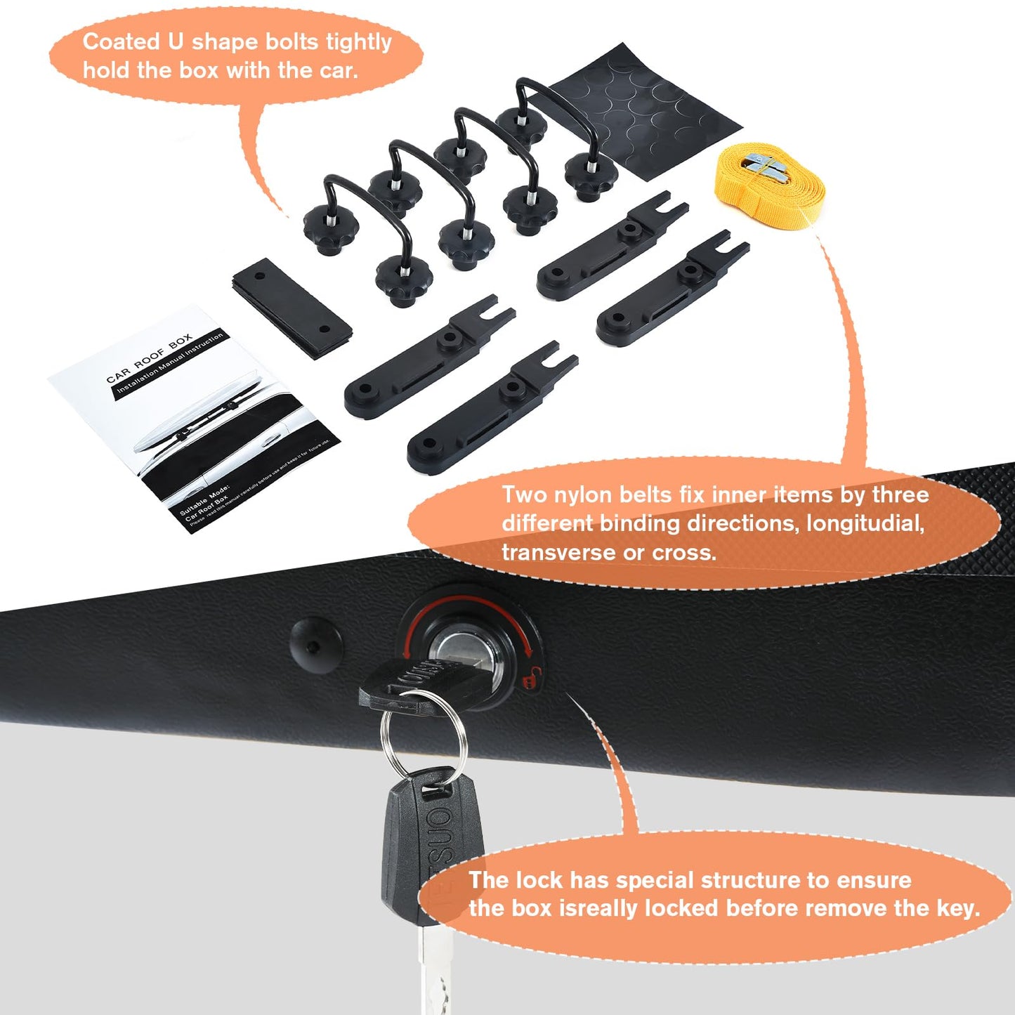 Rooftop Cargo Box, 13 Cubic Ft, for Family Travel and Road Trips, Black