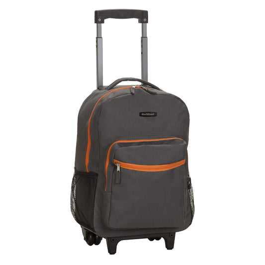 Rockland Double Handle 17" Rolling Backpack, Charcoal