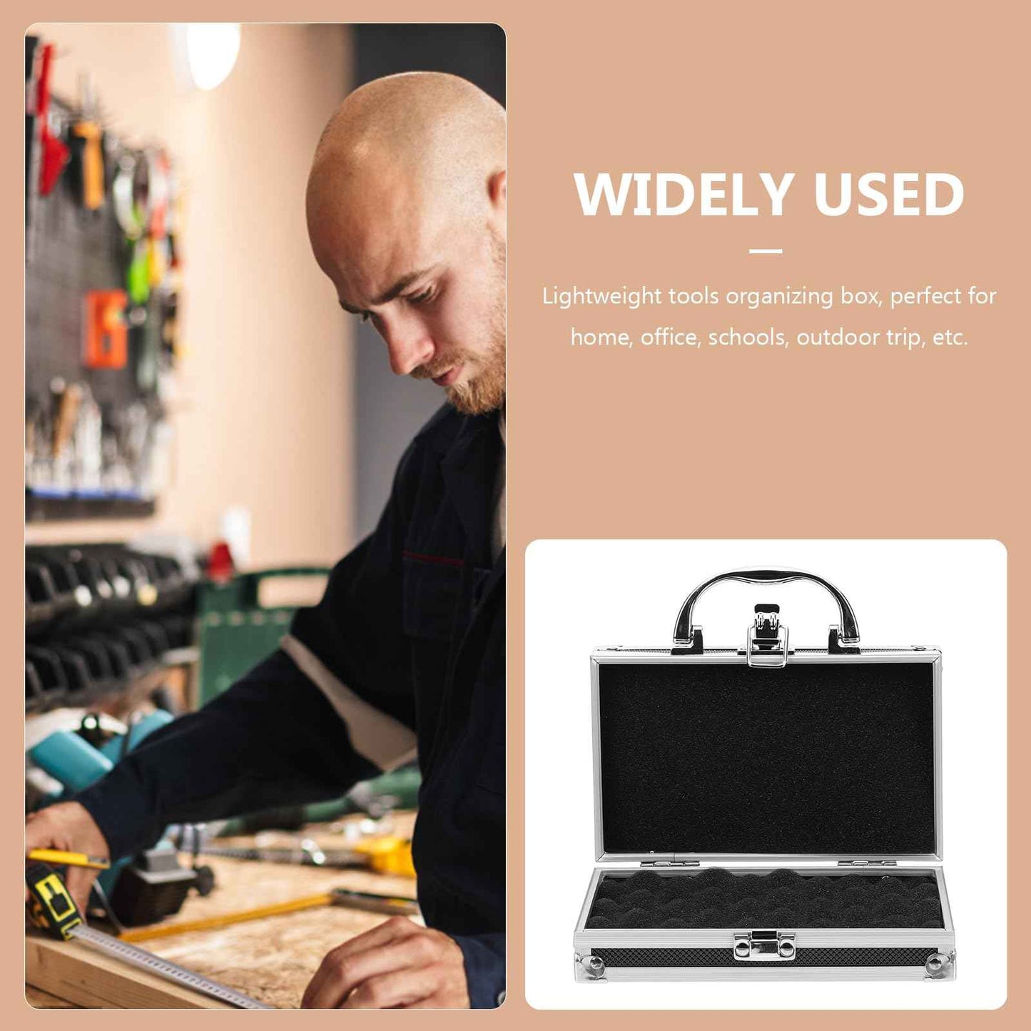 Veemoon Locking Storage Case,Aluminum Case Travel Cord Organizer, Storage Case, Barber Bag Hard Briefcase Aluminum Man Machine