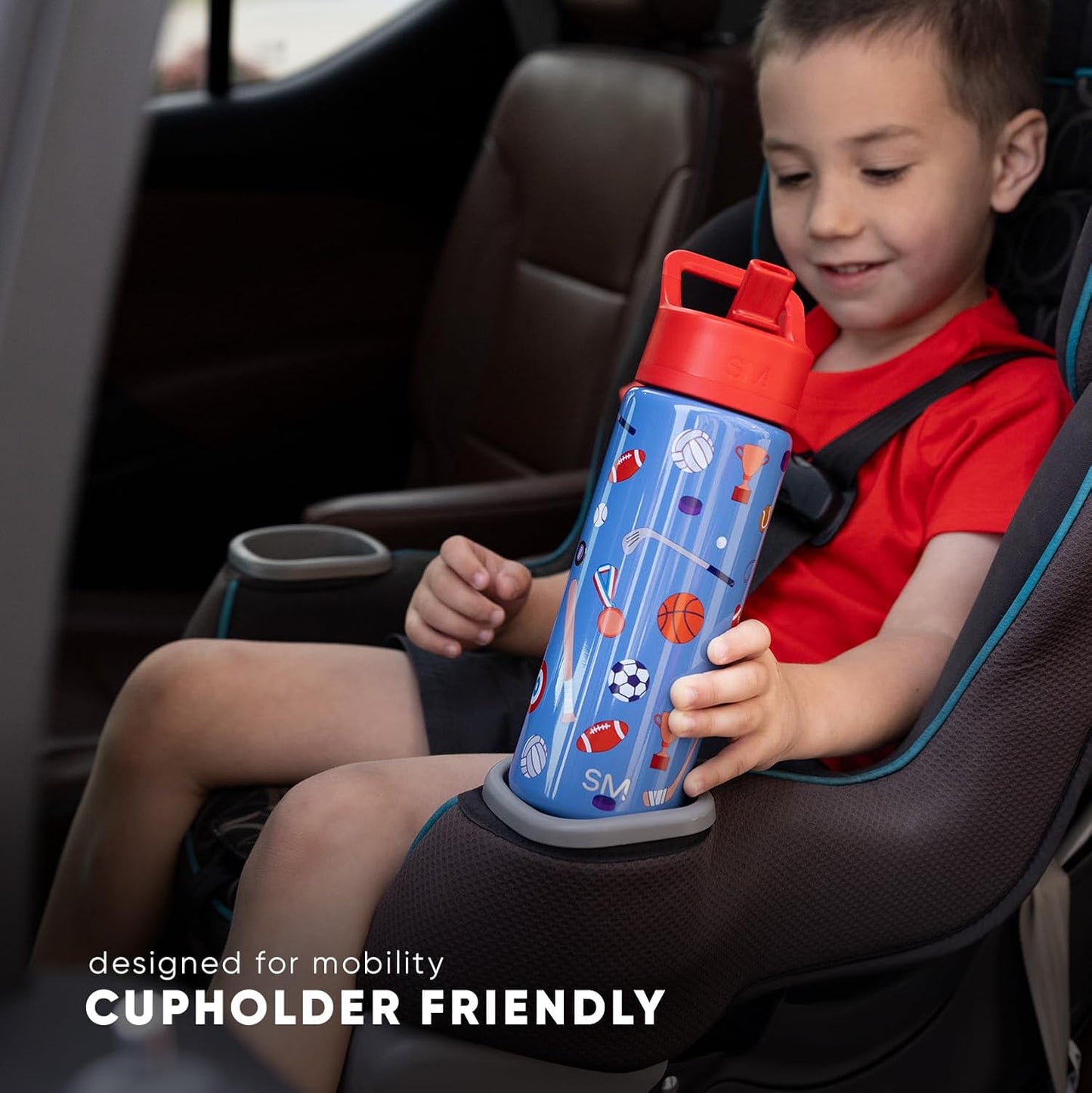 Simple Modern Kids Summit Water Bottle - Insulated 18oz Stainless Steel Tumbler with Straw Lid | Sports Balls Design