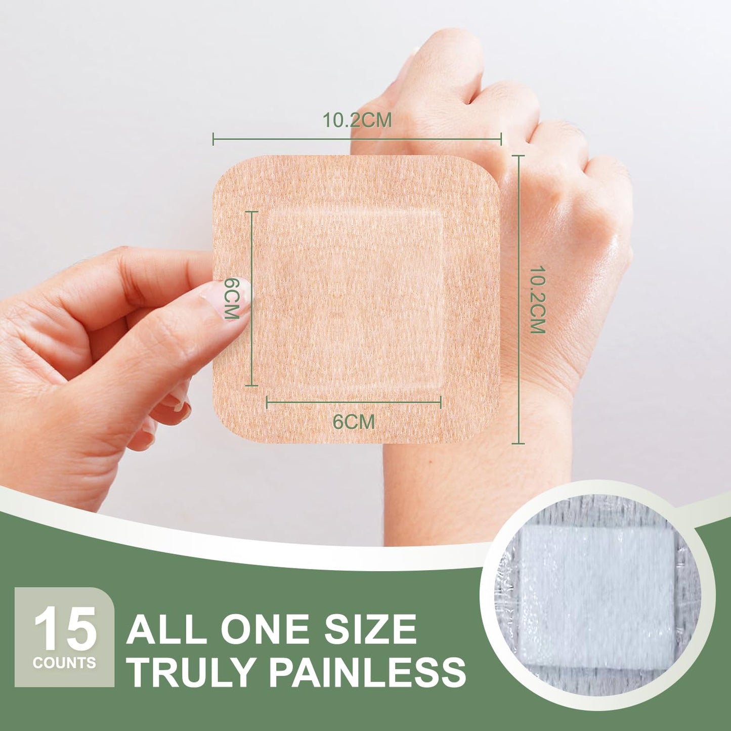Hysimedy Silicone Bandages for Sensitive Skin 4"x4" Painless Easy Removal Latex Free Flexible Fabric Hypoallergenic Breathable Extra Large Bandages for Wounds for Geriatric and Children 15 Counts