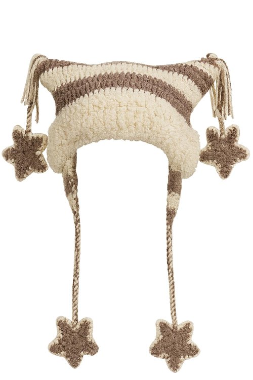 Beanies Cat Beanie Y2k Beanie Goth Knit Hat Grunge Crochet Hats for Women y2k Accessories (Beige Brown)