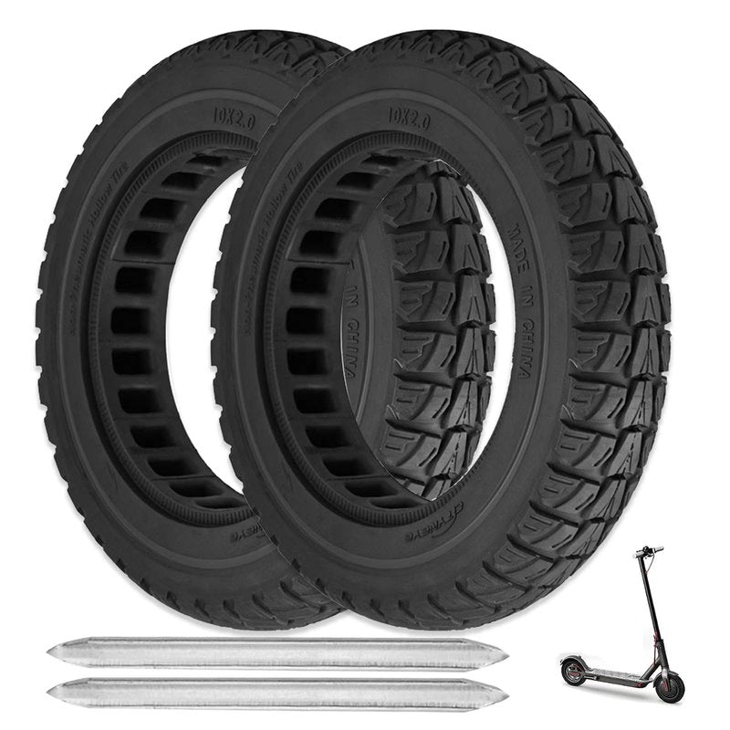 2PCS 10X2 Solid Tire, 10x2.125 Inch Tires Replacement for Gotrax G4 GXL V2 Ninebot Segway F25 F30 F40 F60 D40x Electric Scooter, 50/75-6.1 10x2/54-152 10 Inch Off Road Front Rear Tubeless Tire Wheel