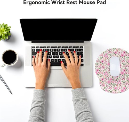 Icolor Ergonomic Mouse Pad - Memory Foam Wrist Support for Pain Relief | 10"x9" Non-Slip Rubber Base