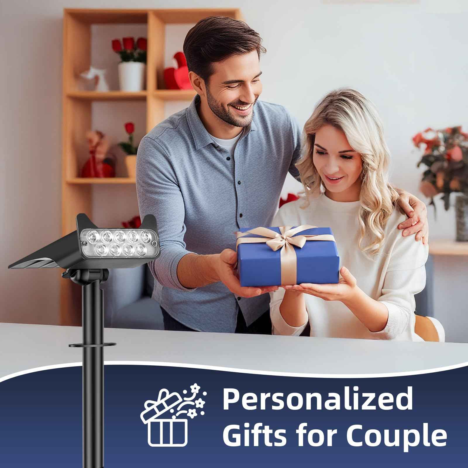 HOFLYW Solar Spotlights Outdoor Waterproof Landscape Path Lights Solar Dusk to Dawn Outdoor Lighting 4 Brightness Modes for Garden Pathway Tree Driveway Porch Yard