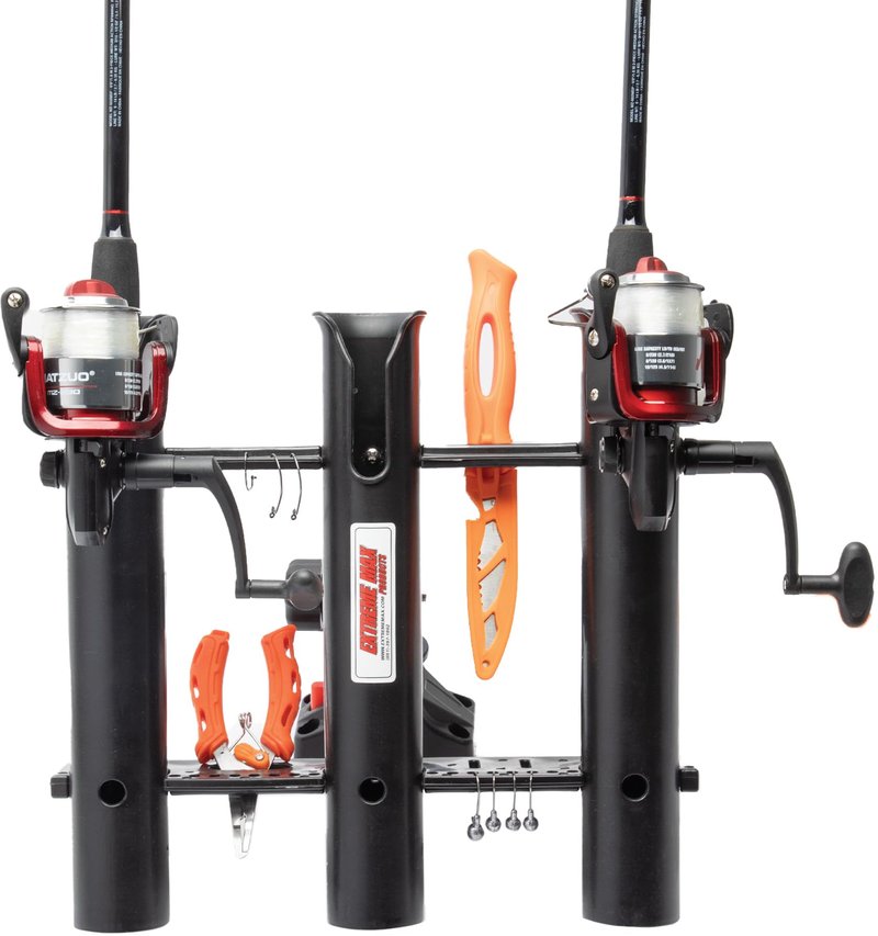 Extreme Max 3006.8635 Adjustable Triple Rod Holder with Locking Mounting Base
