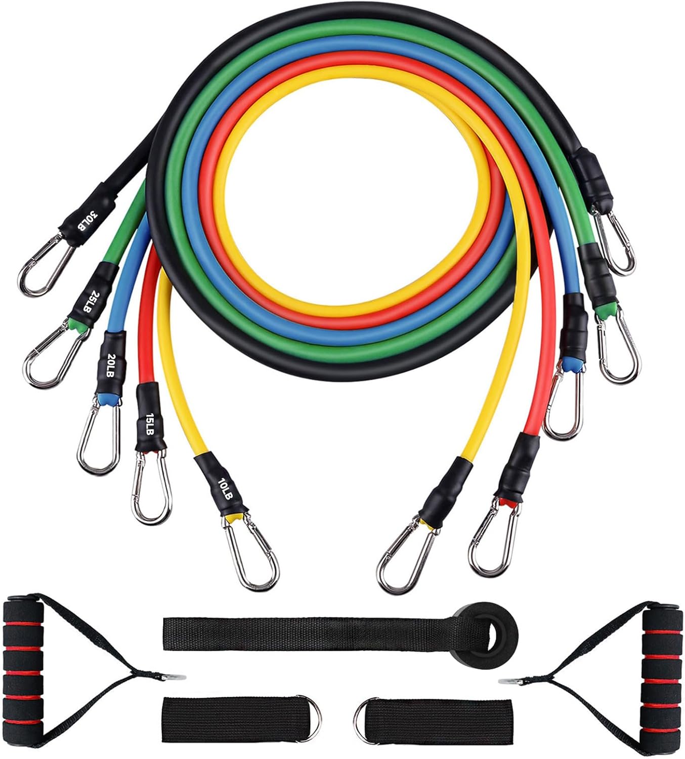 Resistance Bands Set by [Brand Name] - 12-Piece Workout Bands with Handles, Door Anchor & Carry Bag for Home Fitness