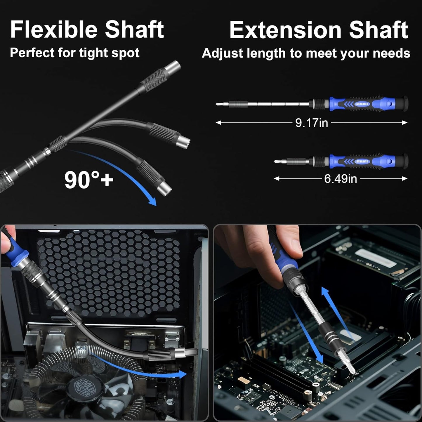 STREBITO 144-in-1 Electric Screwdriver Set - Precision Tool Kit with 120 Magnetic Bits for Electronics & PC Repair