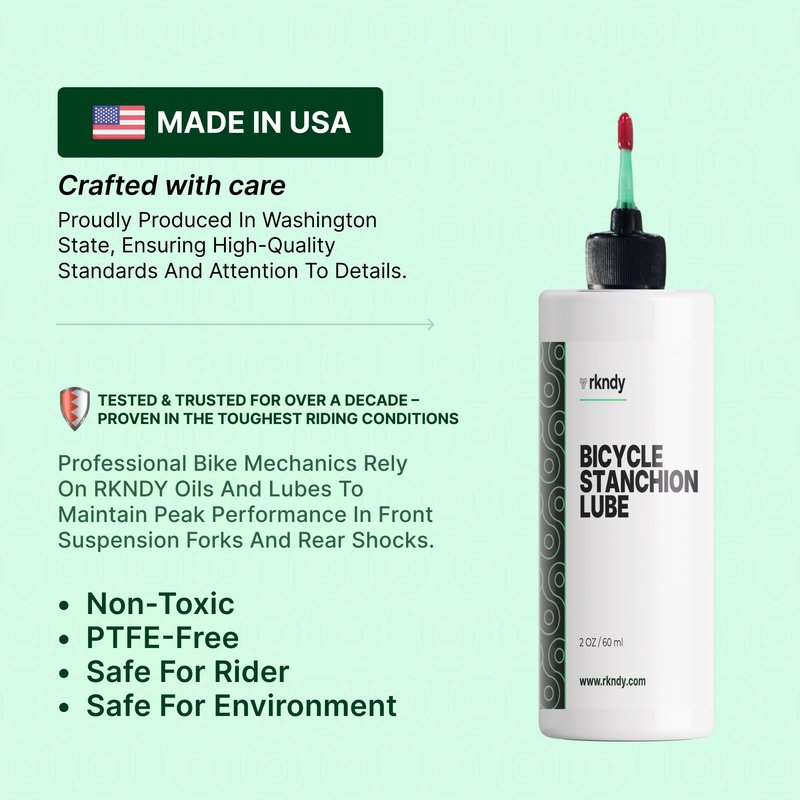 RKNDY Fork Stanchion & Shock Lube - Premium Bicycle/Bike Suspension Lubricant for Eliminating Rust, Dirt, and Contaminants from Seals, Ensuring Smooth Riding and All-Weather, Long-Lasting Protection