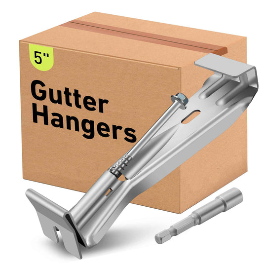 5" 25 Pcs Heavy Duty Hidden Aluminum Gutter Hangers with 1/4’’ Hex Drill Bit, Repair Sagging Gutters with Pre-Inserted Screw Fast.